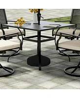 6 ibs. Heavy-Duty Round Outdoor Patio Umbrella Base in Black Can Be Filled with Water and Sand