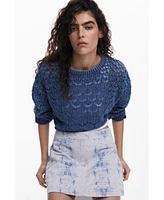 Desigual Women's Cropped openwork sweater