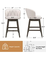 Set of 2 Counter Height Fabric Upholstered Bar Stools Stylish and Comfortable Seating for Kitchen or