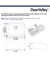 DeerValley 36" L X 18" W Fireclay Rectangular Single Bowl Farmhouse Kitchen Sink with Grid and Strainer