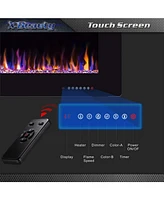 Kismile Electric Fireplace inch Recessed and Wall Mounted,The Thinnest FireplaceLow Noise, Fit for 2 x 6 Stud, Remote Control with Timer,Touch Screen