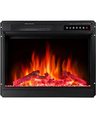 Kismile Electric 22" Fireplace Wooden Surround Firebox Free Standing, Adjustable Led Flame, Remote Control 750-1500W