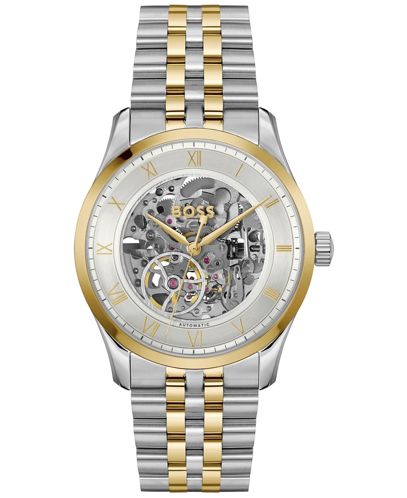Hugo Boss Men's Principle Skeleton Mech-Automatic Two-Tone Stainless-Steel Watch, 41mm