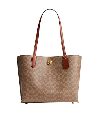 Coach Signature Logo Willow Canvas Large Tote Bag