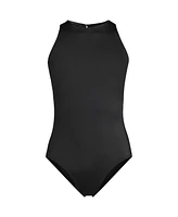 Lands' End Women's D-Cup Tugless High Neck Portrait Back One Piece Swimsuit