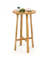 Teak Wood Round Bar Table with Footrest for Indoors Outdoors