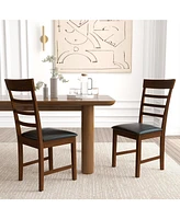 Wooden Dining Chair with Rubber Wood Frame Set of 2