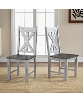 Farmhouse Chair Set of 2 with Rubber Wood Frame and Elegant Hollowed Backrest