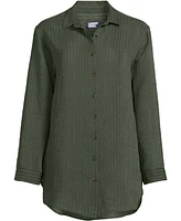 Lands' End Women's Plus Rayon Rib Button Down Cover-Up