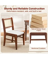 Wooden Kitchen Chairs with Cane Back Rubber Wood Frame and Padded Seat