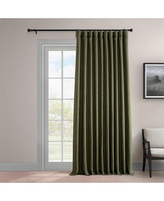 Half Price Drapes Khaki Green Extra Wide Textured Faux Linen Room Darkening Curtain