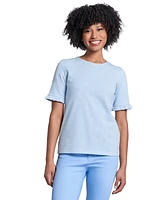 Jones New York Women's Elbow Ruffle Sleeve Crew Neck Top