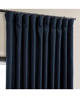 Half Price Drapes Nightfall Navy Extra Wide Textured Faux Linen Room Darkening Curtain