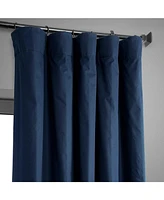 Half Price Drapes Dark Blue Solid Cotton Hotel Blackout Curtain