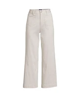 Lands' End Women's Petite High Rise Patch Pocket Wide Leg Chino Crop Pants