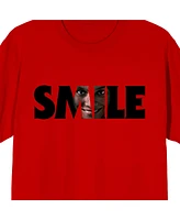 Smile Text With Hidden Face Crew Neck Short Sleeve Adult Red T-shirt-3XL