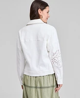 And Now This Women's Eyelet Embroidered Denim Jacket, Exclusively at Macy's
