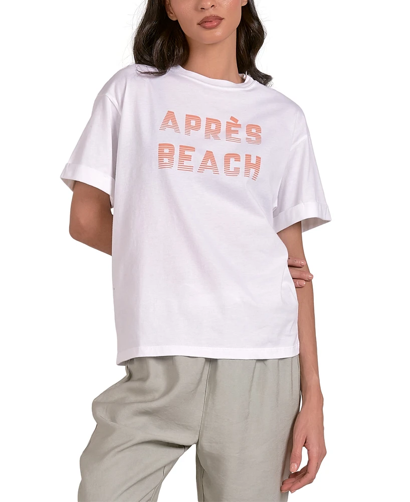 Elan Women's Cotton Apres Beach Crewneck Tee