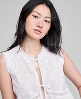 And Now This Women's Cotton Tie-Front Sleeveless Top, Exclusively at Macy's