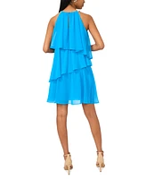 Msk Petite Embellished-Strap Halter Tiered Dress