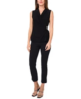 Msk Women's V-Neck Sleeveless Drape-Front Embellished Top