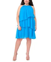 Msk Plus Embellished-Strap Halter Tiered Dress