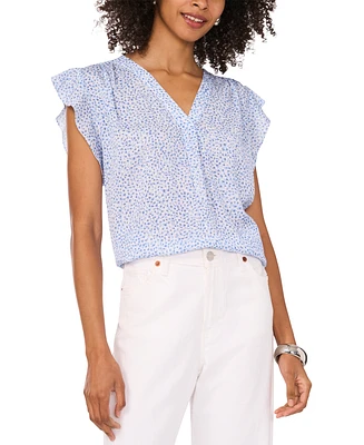 Vince Camuto Women's Dot-Print Flutter-Sleeve Top