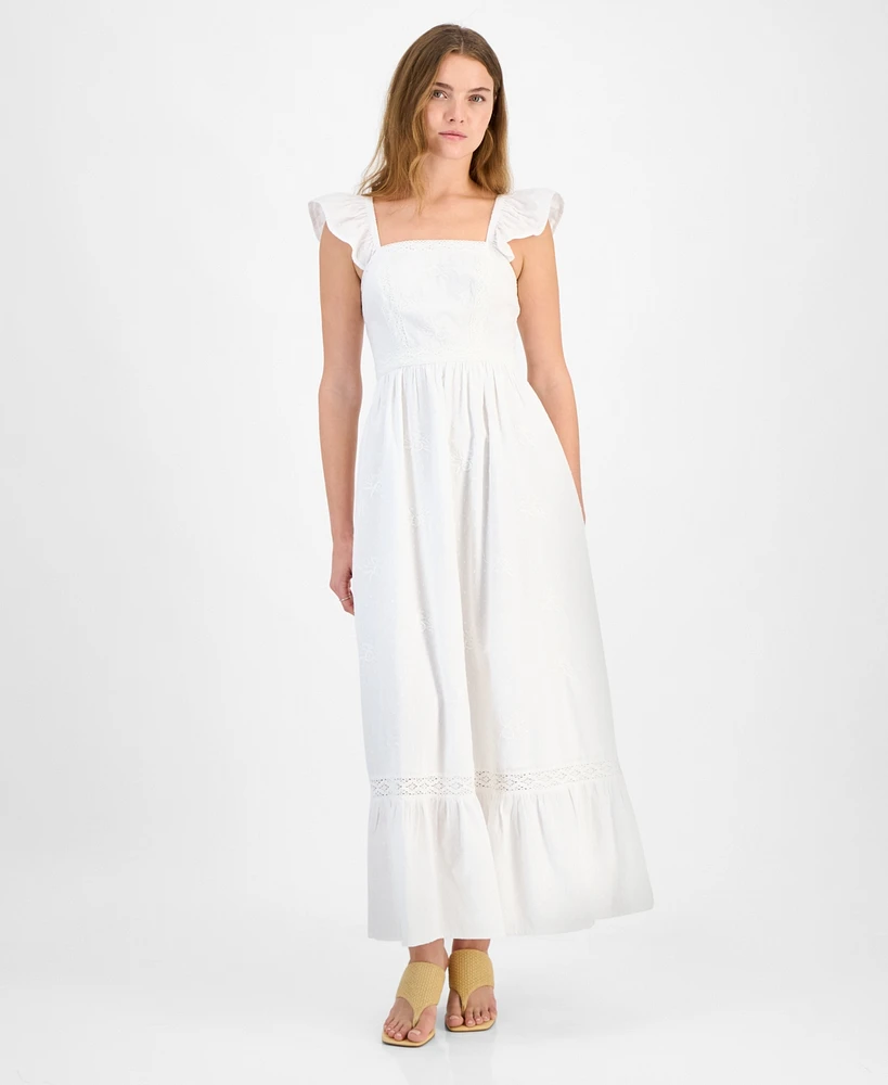 And Now This Petite Flutter-Sleeve Embroidered Maxi Dress, Exclusively at Macy's