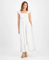 And Now This Petite Flutter-Sleeve Embroidered Maxi Dress, Exclusively at Macy's