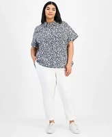 Tommy Hilfiger Plus Cotton Ditsy-Print Camp Shirt