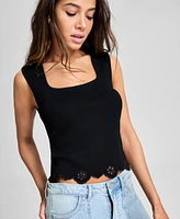 And Now This Women's Square-Neck Cutwork Trim Top, Exclusively at Macy's