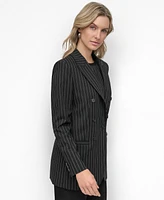 Dkny Women's Pinstripe Double-Breasted Peak-Lapel Blazer