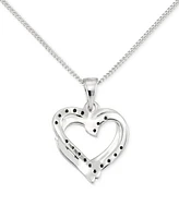 Marcasite & Crystal Interlocking Hearts 18" Pendant Necklace in Sterling Silver