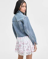 Celebrity Pink Juniors' Distressed Button-Front Denim Jacket
