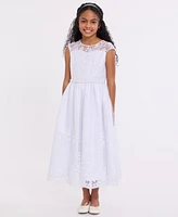 Bonnie Jean Big Girls Embroidered Cap Sleeve Communion Dress