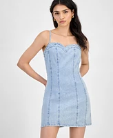 Bar Iii Women's Sleeveless Denim Corset Dress, Exclusively at Macy's