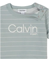 Calvin Klein Baby Boys 2-Piece Striped French Terry Short Sleeve Crewneck and Shorts Set