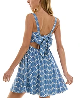 Juniors' Embroidered Babydoll Mini Dress, Created for Macy's