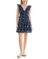 Trixxi Juniors' Floral Ruffle Clip-Dot Mini Dress
