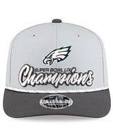 New Era Big Boys and Girls Gray/Charcoal Philadelphia Eagles Super Bowl Lix Champions Locker Room Trophy Collection 9SEVENTY Rope Adjustable Hat