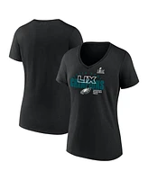 Fanatics Women's Black Philadelphia Eagles Super Bowl Lix Champions Iconic Victory V-Neck T-Shirt