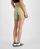 Dollhouse Juniors' Belted Ripped Cuffed Shorts
