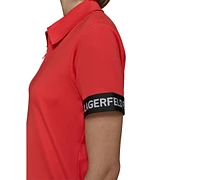 Karl Lagerfeld Paris Women's Logo-Cuff Polo Top