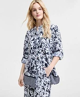 Tommy Hilfiger Womens Printed Long Sleeve Tunic Wide Leg Pants