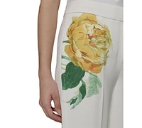 Karl Lagerfeld Paris Women's Placed Floral Straight-Leg Pants