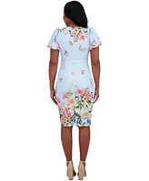 Eliza J Women's Printed V-Neck Bubble-Sleeve Sheath Dress