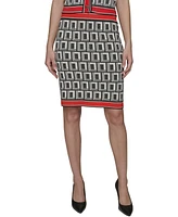 Karl Largerfeld Paris Women's Geo-Print Knit Pencil Skirt