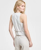 Jones New York Women's Striped Button-Front Vest