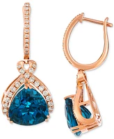 Le Vian London Blue Topaz (12 ct. t.w.) & Nude Diamonds (7/8 ct. t.w.) Charm Hoop Earrings in 14k Rose Gold