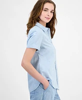 Nautica Jeans Women's Striped Floral Camp Shirt